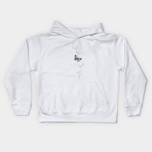 Minimalist Line art of love and butterfly Kids Hoodie